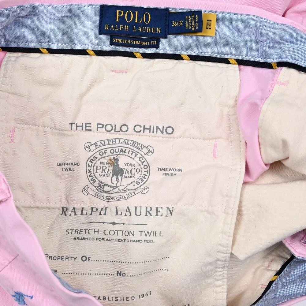 Polo Ralph Luaren Stretch Straight Fit Chino Pants Pink Men's 36x32 (37x31)